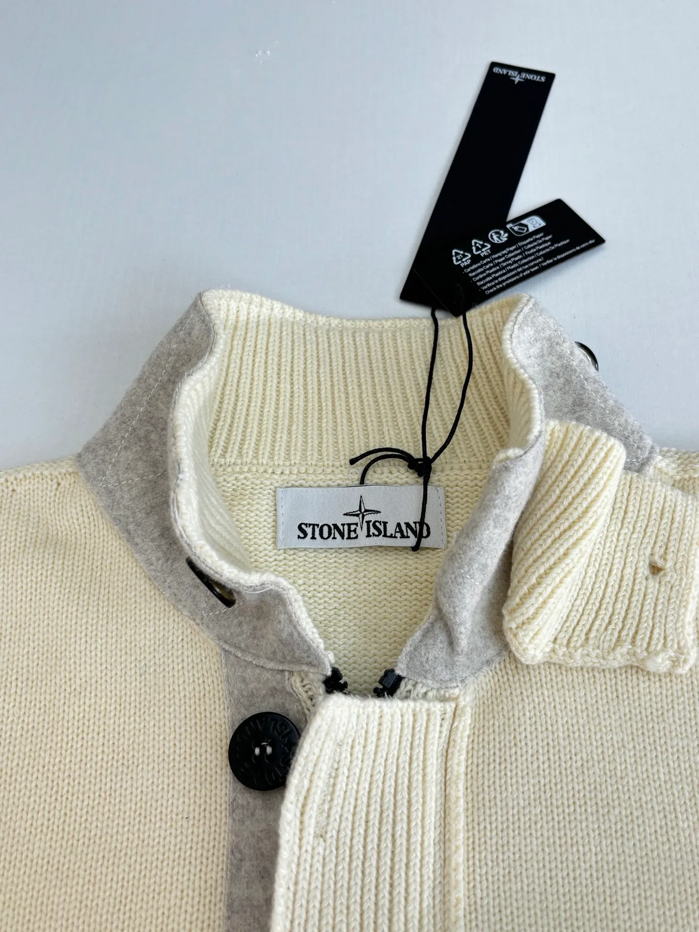 P610 Stone Island*/stone island wool knitted patchwork zipper cardigan jacket Size: S/M/L